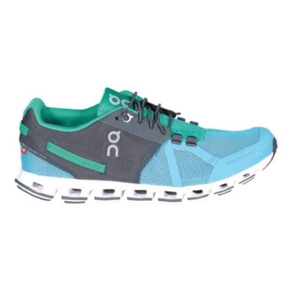 On Cloud Blue and Green tennis shoes size 7